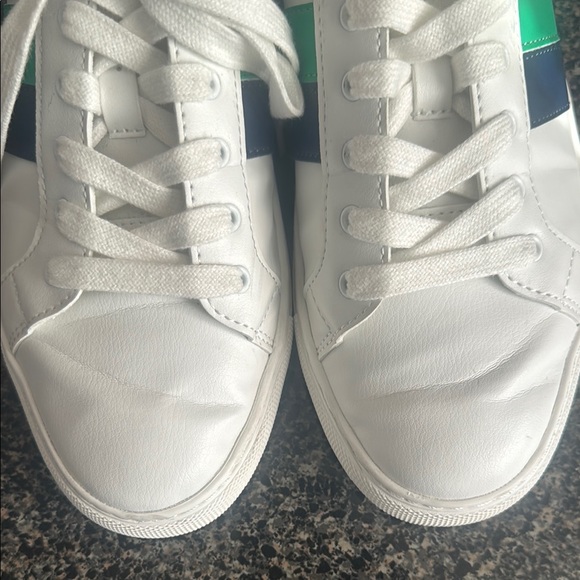 JCrew White Sneakers with Green and Blue Stripes - Picture 10 of 10